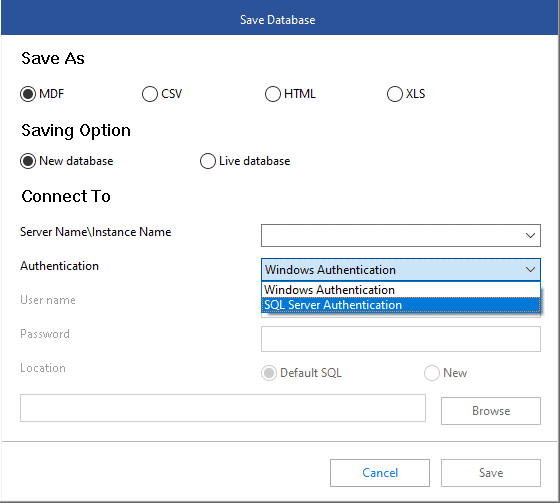 Authentication options for connectivity